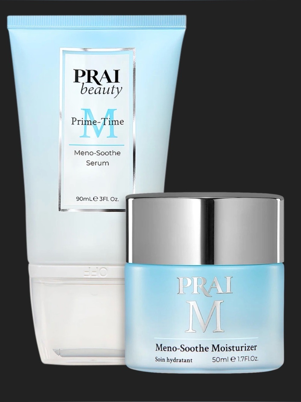 PRAI Beauty | Meno‐Soothe Serum & Moisturizer | Skincare Duo | New | Bonus Gift